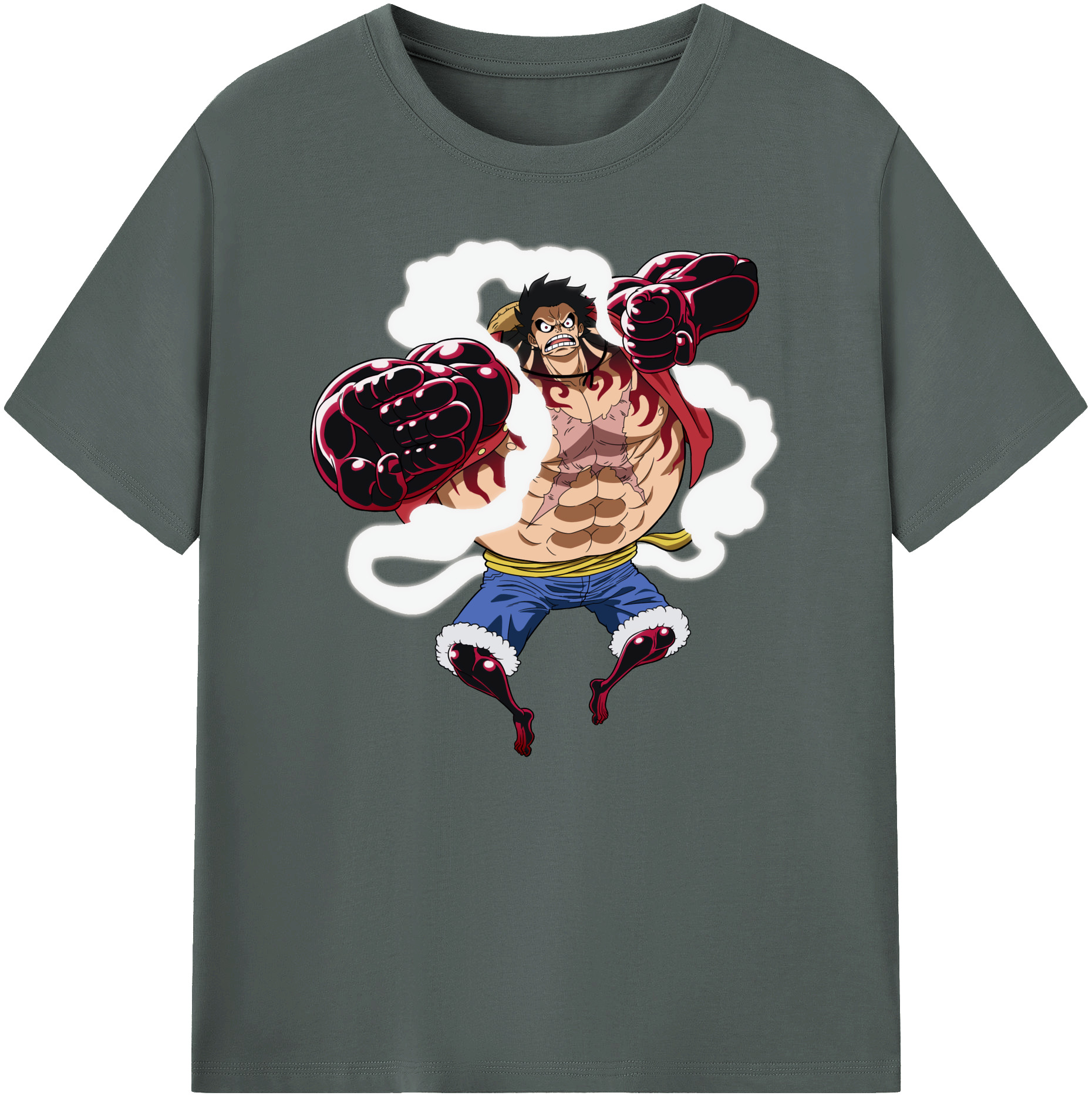 ワンピース モンキー・D・ルフィ ONE PIECE Monkey D. Luffy 綿100％ メンズ半袖Tシャツ｜肌触りやわらか＆通気性